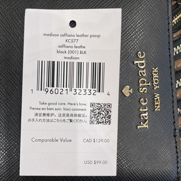 Kate Spade Madison Leather Passport Holder, Crush Proof, Black
NWT - Picture 6 of 16